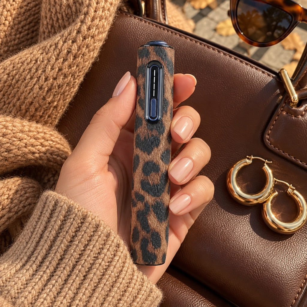 Funda Lune leopardo marrón con bolso de piel